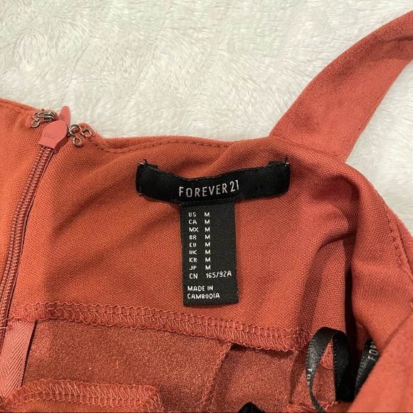 Tan Suede Forever 21 Bodycon Dress with deep wired V neck - Picture 7 of 8